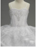 Spaghetti Straps Beaded Organza Floor Length Flower Girl Dress 